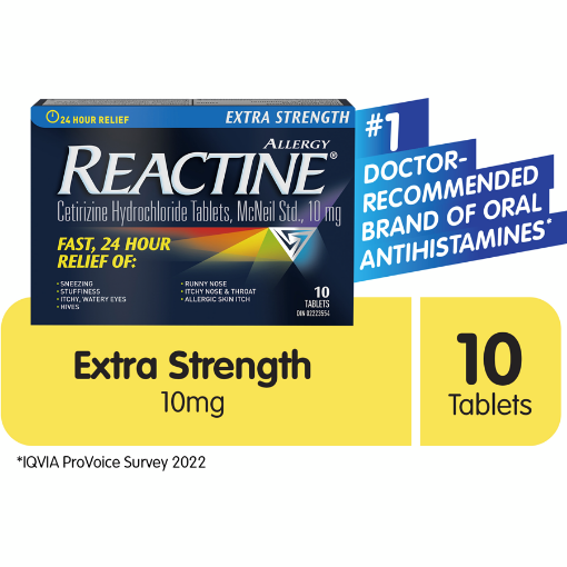 Picture of Extra Strength Antihistamine Tablets - 10mg Cetirizine Hydrochloride - 24 Hour Allergy Relief Medicine